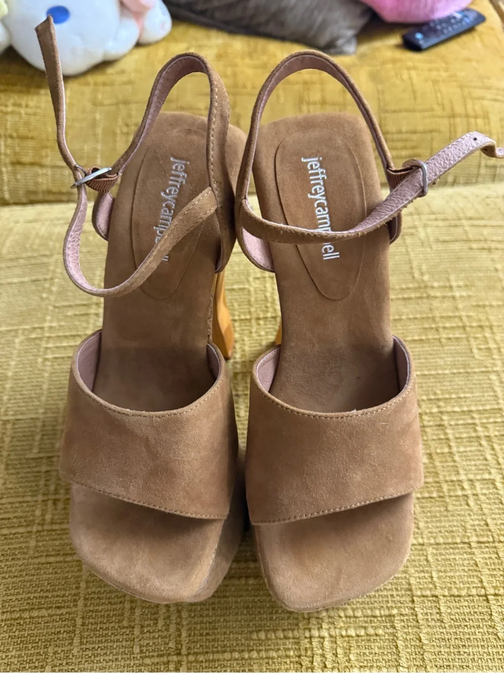 Jeffrey Campbell Platform Cork Heel Sandals - Brown